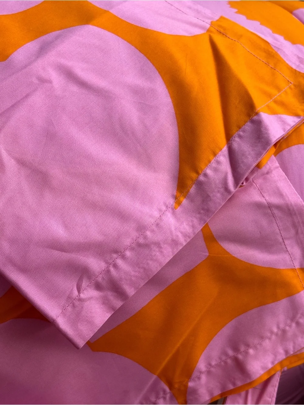 Marimekko Unikko Pink Orange Floral King Cotton Comforter Set 3PC NWT